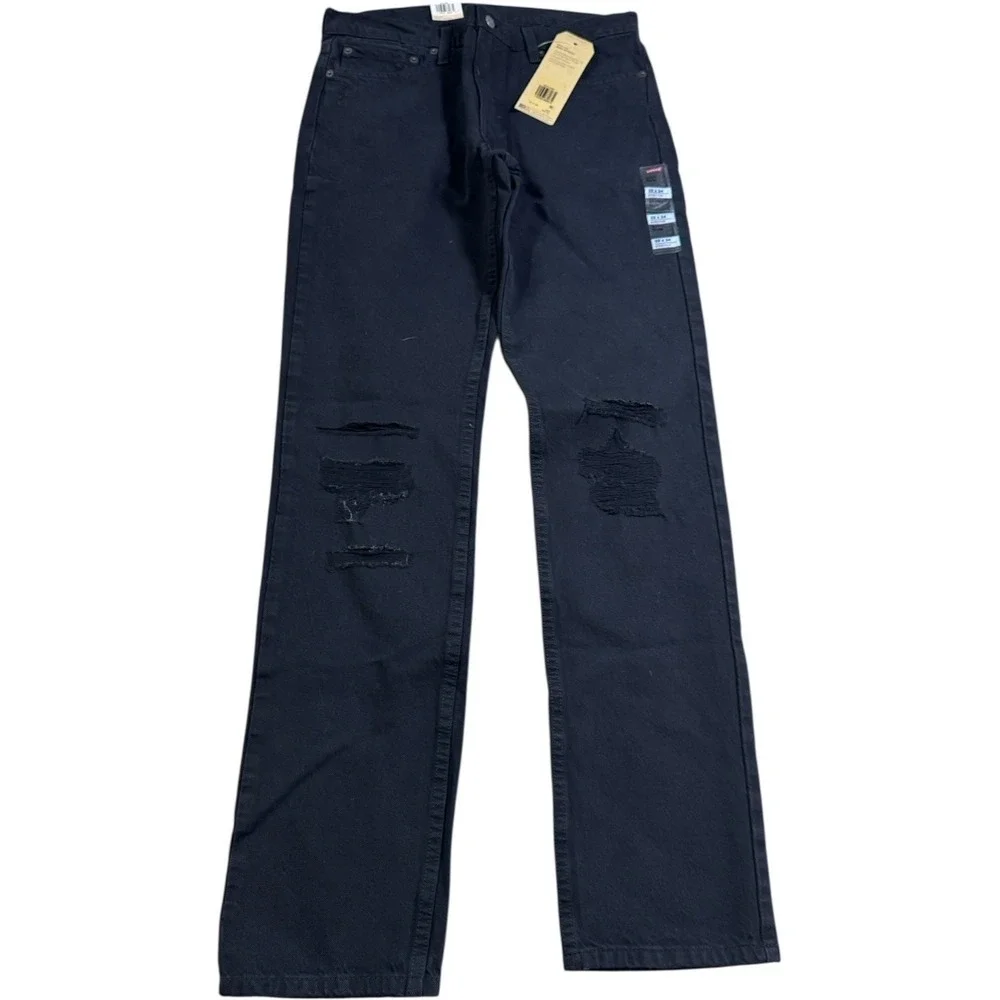 Levi's Levis Men 511 Slim Distressed Black Denim Stretch Jeans Mens Size 32 X 34